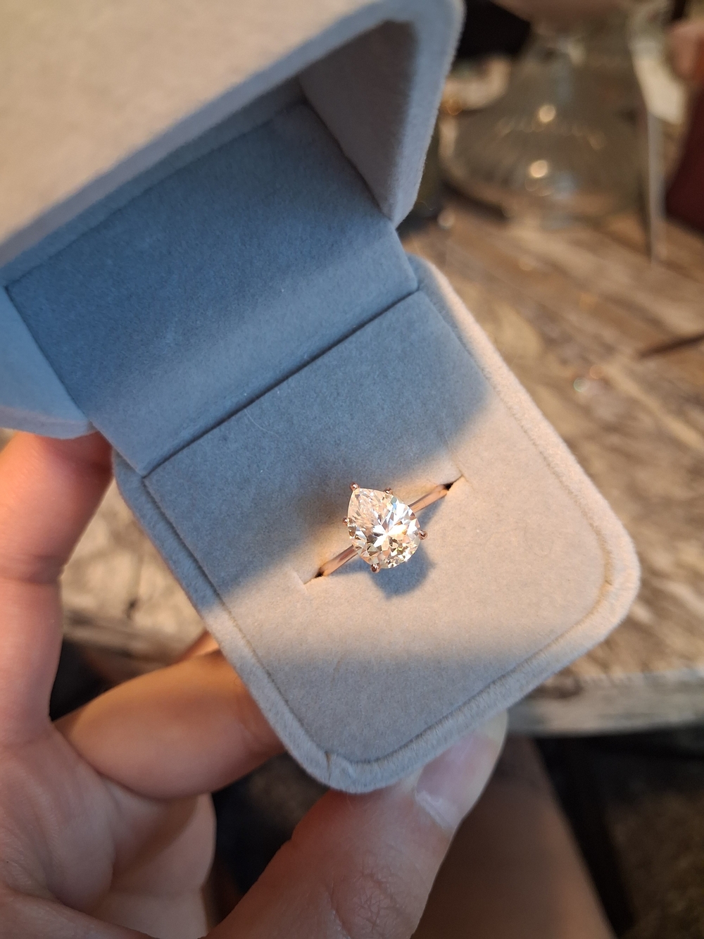 Rose Gold Solitaire Pear Cut Engagement Ring